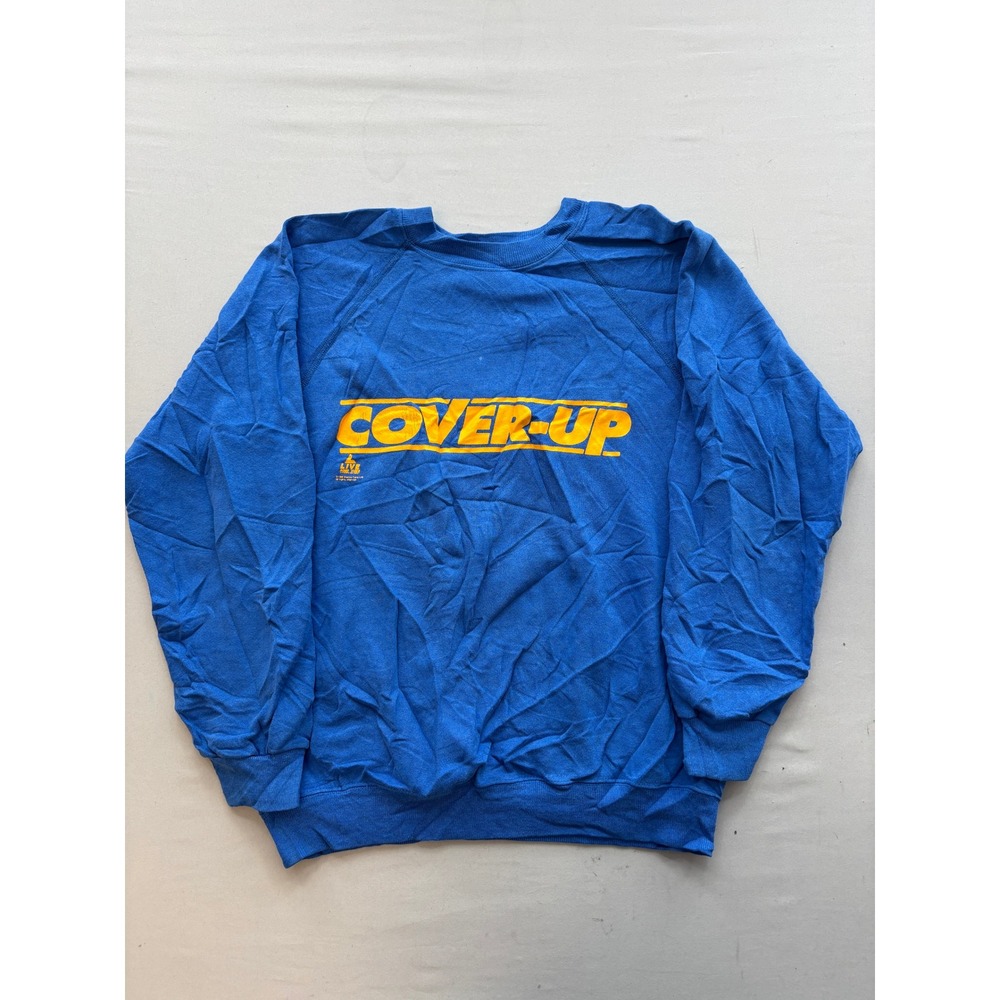 Vintage 1989 Blockbuster Video Hanes Sweatshirt Blue Live Home Video Large USA
